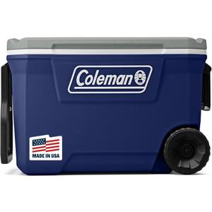 Coleman Classic Series Insulated Portable Rolling Cooler with Wheels, Leak-Resistant Outdoor Hard Cooler Keeps Ice up to 5 Days, 62-Quart