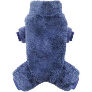 Idepet Velvet Dog Pajamas, Turtleneck Dog Sweater Fuzzy Plush Onesie Soft Cat Apparel Pet Clothes Winter Outfit Doggy Pjs Puppy Jumpsuit for Small Dogs Cats (Navy,S)