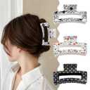 3PCS Halloween Hair Claw Clip Large Square Hollowed Shark Claw Clips for Thick Thin Hair Spider Web Pumpkin Ghost Skull Design Hair Clips Exquisite Matte Halloween Hair Accessories for Women Girls