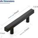 JOY DECOR 20 Pack 3 Inch Matte Black Square Cabinet Handles Stainless Steel Cabinet Hardware Pulls for Kitchen and Drawers with 5 Inch Overall Length