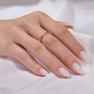 BTArtbox French Tip Press On Nails - White Press On Nails Almond, Short Fake Nails with Nail Glue, Fit Perfectly & Natural Reusable Stick on Nails in 16 Sizes, Mermaid