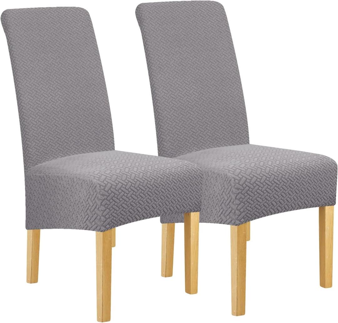 Lellen Oversize Dining Room Chair Covers Set of 2, XL Slipcover for Oversized Chairs, Large Chair Protector, Parson Chair Cover, Kitchen Chair Protectors (Silver Grey)