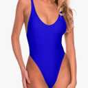RELLECIGA Women's One Piece Thong Swimsuit, Royal Blue, Size M