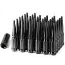 M14x1.5 Spike Lug Nuts, Set of 32 Black Spline Spiked Lug Nut with Key for Chevy Silverado 2500hd 3500hd GMC Sierra Yukon Dodge Ram 2500 3500 Ford F250 F350, 14x1.5 Acorn Solid Metal Truck LugNut