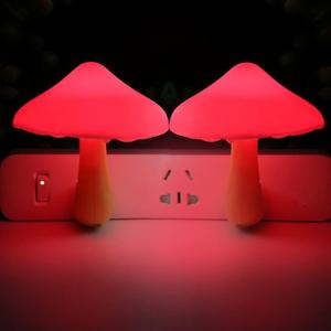2 Pcs LED Night Light Plug in Nightlight Wall Lamp, Mushroom Night Light Mini Magic Night Lights for Adults Kids Bedroom, Bathroom,Toilet,Stairs,Kitchen,Hallway Red Led Light, 2 pack