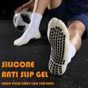 Grip Socks Soccer Men's Non Slip Soccer Socks for Kids Pilates Socks Men Women 4Pairs (White)