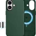SHIELDON Genuine Leather Case for iPhone 17 6.3" 2025 | Compatible with Magsafe, [Camera Button Updated], Magnetic Wireless Charging, Slim Shockproof Metal Button Protective Phone Cover - Evergreen