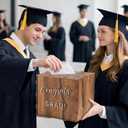 Bucherry 2026 Graduation Card Box Holder Class of 2026 Rustic Wooden Card Box with Slot for Congrats Grad Party Decorations Supplies (Brown, 8.66 Inches)