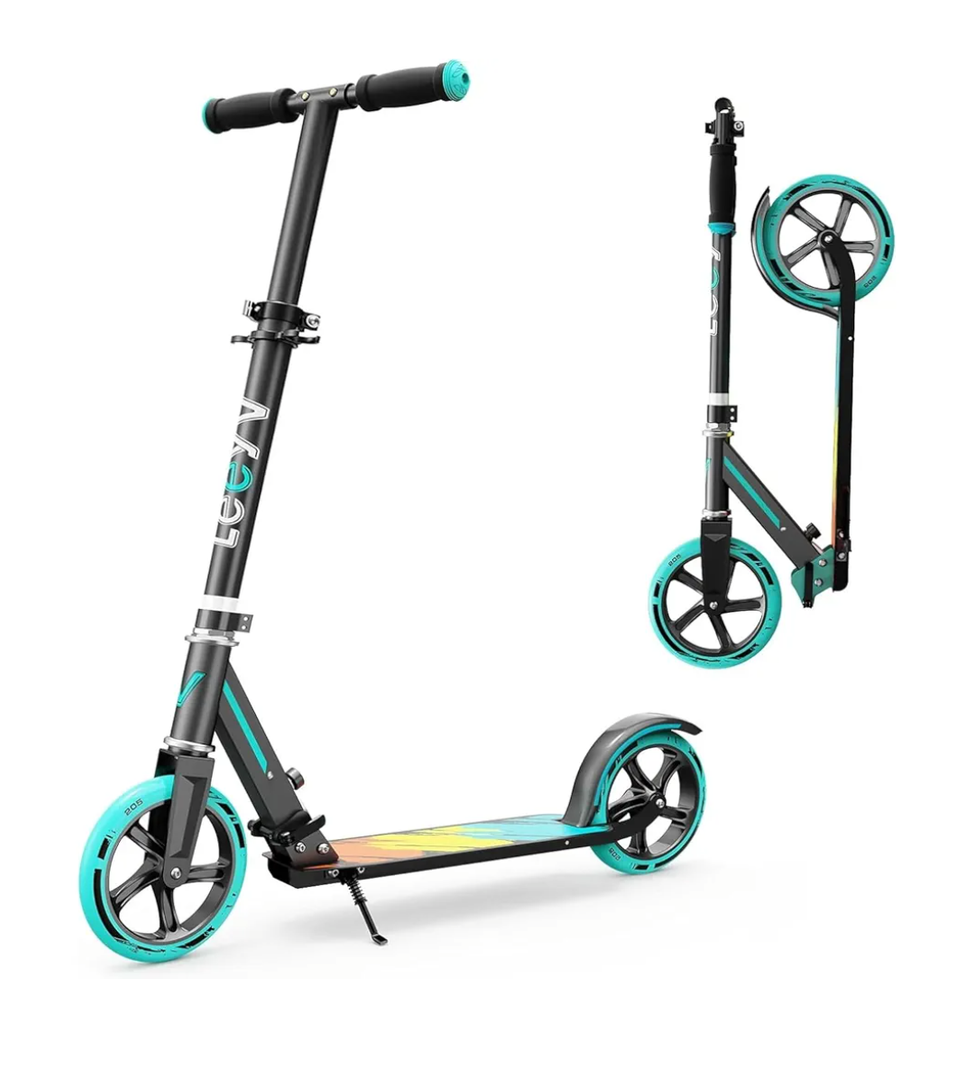 Scooter for Kids 6–12 & Adults, Max Load 240 LBS, Adjustable Height,Lightweight 2-Wheel, Foldable Kids Scooter with Big Wheels