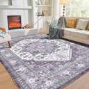 OPPODREAM Soft 8x10 Area Rugs, Washable Rugs 8x10 with Non Slip Backing, Faux Cashmere Low-Pile 8 x 10 Carpet, Purple