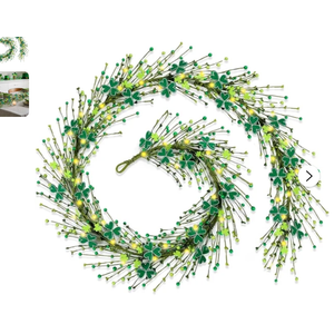 6.5 Ft St.Patrick's Day Garland Lucky Shamrock Vine Wreath Artificial Green Clover St Patrick's Day Hanging Wreath Garland for Front Door Arch Wall Irish Festival Party Decoration