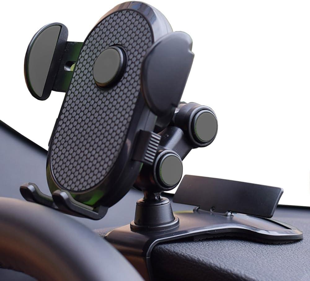 360Rotatable Instrument Panel Clip Car Phone Holder, Multifunctional Adjustable Mount for All Mobile Phones (Collet-Black)