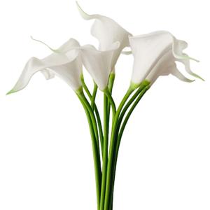 SHUYUNGE 7pcs Calla Lily Lataex Real Touch Flower Bridal Wedding Bouquet for Wedding Garden Dining Table Center Home Party Flower Arrangement Photography Decor (White)
