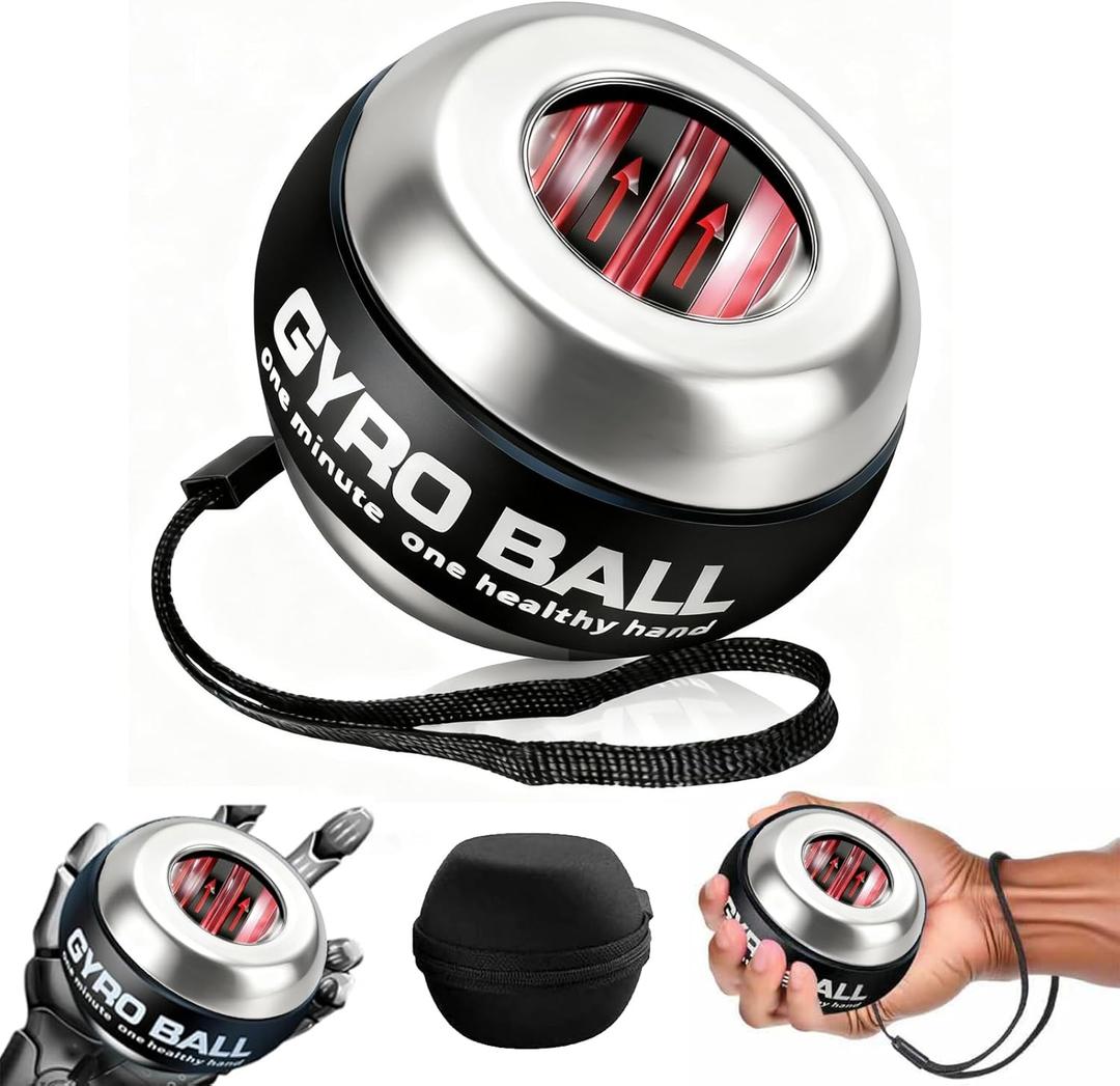 2026 New Curaball Hand Exerciser, Gyro Ball Wrist Exerciser, Metal Hand & Forearm Strengthener With Led Lights, Gyroscopic Ball, TorqueBall, PowerBall for Stronger Arms, Wrists and Fingers (with Ball Bag)