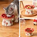 Cat Slow Feeder Bowl, Ceramic Slow Feeder Cat Bowls, Cute Mushroom Elevated Cats Bowl, Anti-Fatigue & Anti-Vomiting