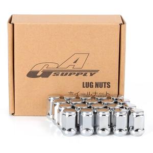 GAsupply 12x1.5 Chrome Lug Nuts, 3/4 inch 19mm Hex 1.38 inch 35mm Tall, Closed End Bulge Acorn Cone Seat Lug Nut, 20 Pack (Silver)