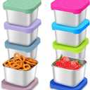 Haldane 8-pack Snack Containers for Kids, Leak-Proof Snack Pack Containers for Toddlers, Mini Stainless Steel containers with Lids, Kids Lunch Box for Daycare, School, Travel (6oz) (clolor1+2)