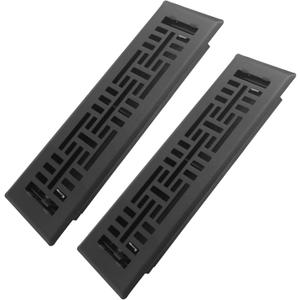 Howeall 2x10 Inches 2 Pack Heavy Duty Walkable Floor Register Easy Adjust Air Supply Lever Floor Vents - Seattle Design - Vent Cover for Home Floor - Matte Black