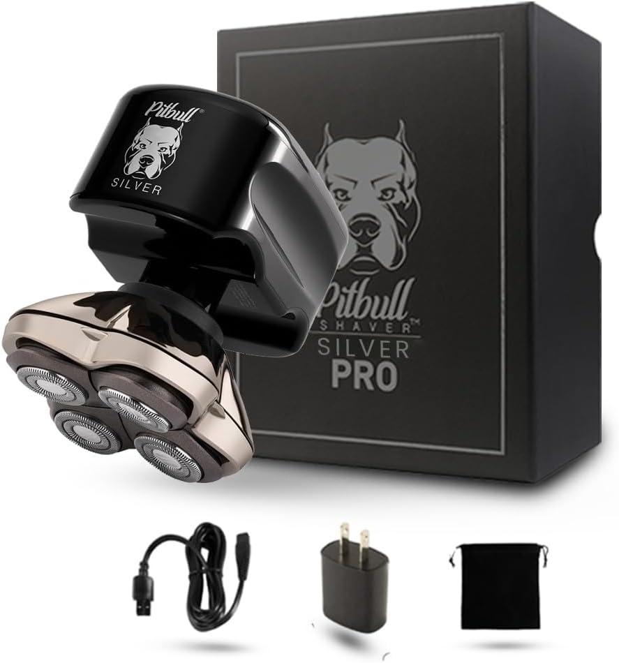 Skull Shaver Pitbull Silver PRO: Electric Head Shaver for Men, Wet & Dry Bald Head Shaver with Ergonomic Design - Perfect Grooming for Men (1 Count (Pack of 1))