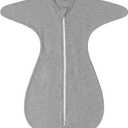 ZIGJOY Baby Transitional Swaddles for Newborns: 0.5 Tog Arms Up Sleep Sack 3-6-12 Months Soft Cotton Shark Fin 2 Way Zipper L