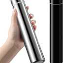 Vesici 2 Pack Silver Black Slim Water Bottle 8.8 oz Small Stainless Steel Purse Compact Insulated Water Bottles Camping Travel Backpack Pocket Flask for Car Cold Coffee Tea