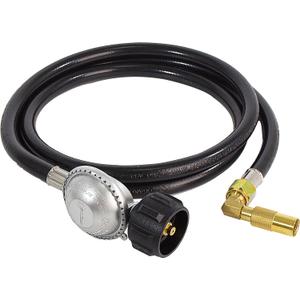 6FT Propane Adapter Hose with Regulator and Elbow Adapter, Fits Blackstone 17 inch and 22 inch Table Top Griddle, Flat Pressure Relief Valve, 3/8'' Connect Fitting