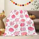 Fall Blanket Cute Pink Pumpkin Polka Dot Autumn Throw Blankets Elegant Fall Throws for Kids Adults Soft Warm Cozy Flannel for Sofa Bedding Thanksgiving Gifts Harvest Decorations 40x50 in