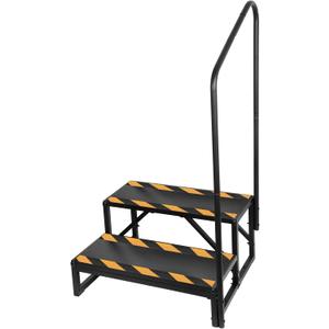 RV Steps with Handrail, 2-Step Anti-Slip Heavy Duty Stable Universal Stair for RV Travel Trailers Pool Hot Tub Trampoline