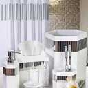 Creative Scents Quilted Mirror White Bathroom Trash Can 1.58 Gal / 6L Decorative Waste Basket for Bathroom - Space Friendly Mirrored Wastebasket Bin, for Elegant Powder Room or Bedroom Decor