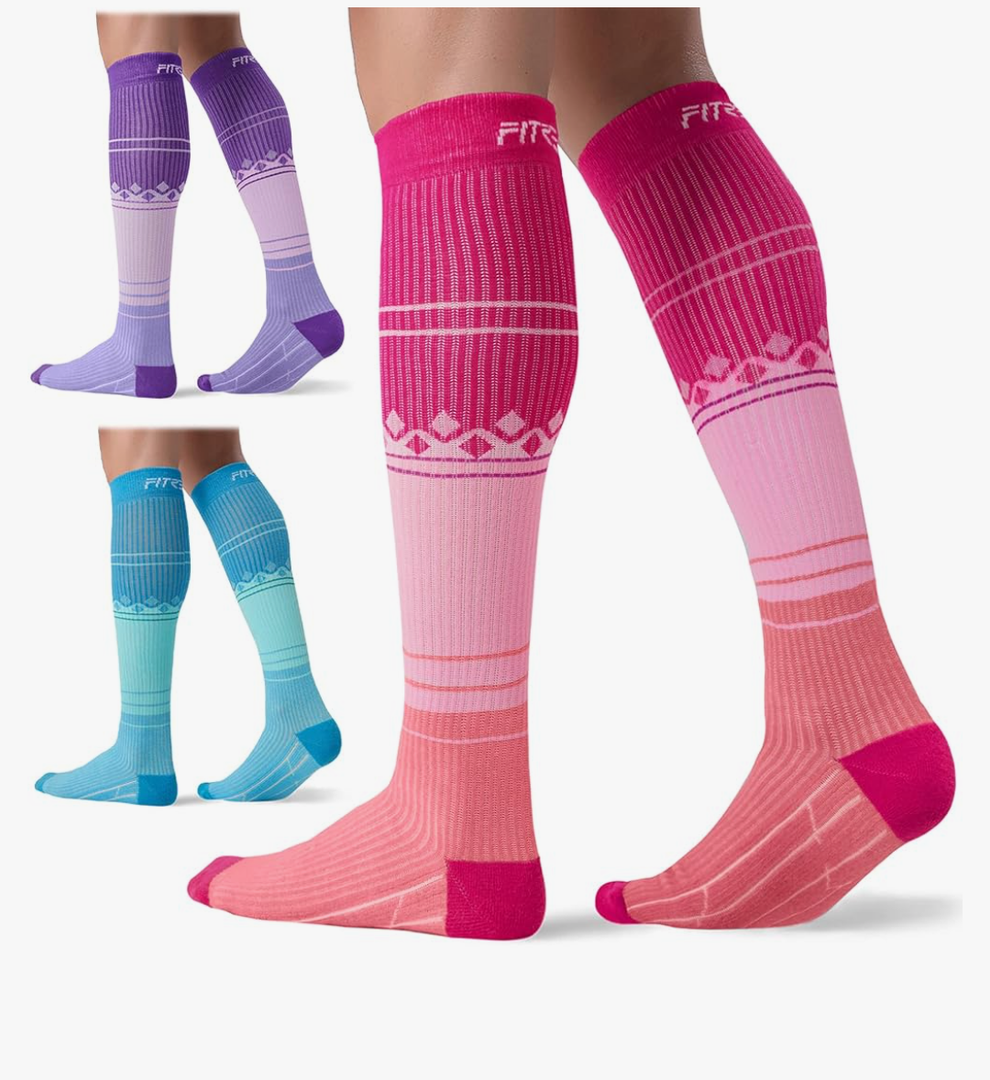 FITRELL 3 Pairs Compression Socks for Women and Men 20-30mmHg-Circulation Support Socks S/M