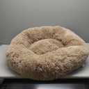 Love's cabin Calming Dog & Cat Bed, Cat Bed for Indoor Cats,Anti-Anxiety Donut Round Dog Bed,Fluffy Faux Fur Washable Bed for Small Medium Pet,Beige,Taupe,30"