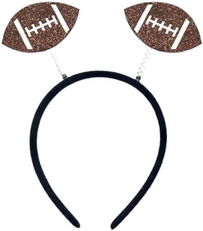 3 x AIUPUOC Football Headband for Women Cute Football Design Headband Head Boppers Sports Hair Accessories for Football Mom Fans Game Day Cheer Hairband Non Slip (Brown B, Average)