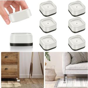 6 Pack Furniture Risers 1 Inch, Adjustable Bed Risers Heavy Duty for Table Desk Couch Chair Sofa Cabinet Bed Legs Dorm, Square Stackable Bed Raisers Blocks Lift Height 1", 2" or 3", White