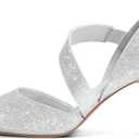 mysoft Women's Pointed Toe Low Stiletto Heel Dress Pumps Shoes, 6, Silver Glitter