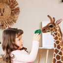 47" Large Giraffe Stuffed Animal Set, Giant Giraffe Plush Toys with Birds, Leaves, Basket, Tall Giraffe Toy Standing Lifelike, Gift for Kids Nursery Baby Shower Party