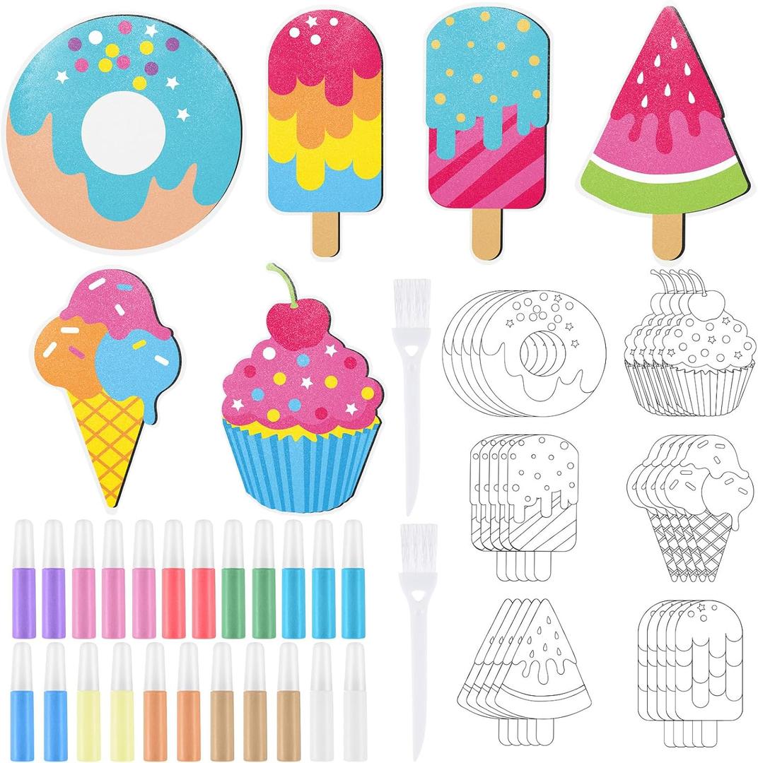 30 Sets Sand Art Kit Craft 30 Sand Art Pictures with 23 Colored Sands DIY Sweet Treat Craft Paintings with Brushes for DIY Arts Educational Learning Activity