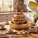 Wenqik 12 Inch Gold Cake Stand Set Metal Round Cupcake Dessert Stand with Cake Cutting, Flower Spatula Wedding Cupcake Pastry Display Candy Holder Display for Wedding Party Birthday Baby Shower