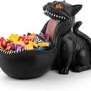 Cat Candy Bowl Gothic Decor Black Cat Statue Decorative Bowl Large Candy Dish for Office Desk Cute Key Bowl for Entryway Table Big Mouth Cat Gifts