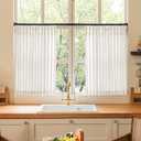 Pinch Pleated Linen 36 Inch Length Kitchen Curtains 2 Panels Set Privacy Light Filtering Semi Sheer Boho Small Curtains Bathroom Window Neutral Sheer Short Cream Ivory Drapes for Front Door RV Camper