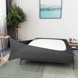 Box Spring Cover Queen/Cal Queen Size - Jersey Knit & Stretchy Wrap Around 4 Sides Bed Skirt for Hotel & Home, Heather Gray