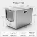 Stainless Steel Litter Box with Lid, Cat Litter Box with Door 14.5'' High Sides, XL Metal Kitty Litter Pan, Pet Toilet with Wheels for Easy Mobility, Anti-Leakage, Non-Sticky, Easy Clean