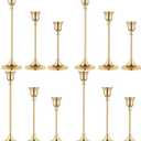 Vintage Gold Brass Taper Candle Holders for Candlesticks, Fireplace & Party 4sets (12pcs) Gold