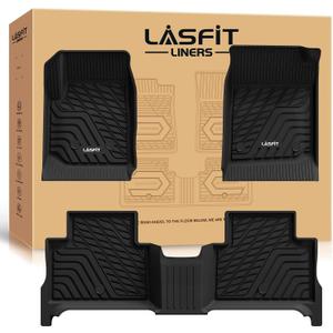 LASFIT Floor Mats for Chevrolet Chevy Colorado/GMC Canyon 2015-2022 (Only Crew Cab), All Weather TPE Custom Fit Automotive Floor Mats for Cars, 1st and 2nd Row Car Floor Mats Full Set, 3 PCS, Black