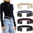 2 x TOURZOO Belts for Women/Men Buckle Free Elastic Belt Invisible No Buckle Stretch Waist Belt For Jean Pants,Dresses,No Bulge