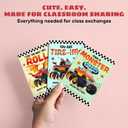 MAPDTWO 36 Packs Valentines Cards for Kids - Monster-style Trucks Valentines Day Card for Kids School Boys Classroom Party Favors - 3.2''x 4.7'' Exchange Monster Vehicle Cards & Stickers, Envelopes