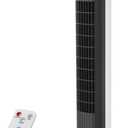 Uthfy 31 Inch Tower Fan for Bedroom, 120 Oscillating Quiet Standing Bladeless Fan With Remote, 7.5H Timer, 3 Speeds, 3 Modes, for Room, Dorm, Office, Black and White