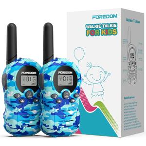 FOREDOM Walkie Talkies for Kids Walkie Talkies Long Range for Boys & Girls Age 3 to 12 Year Old Birthday Cool Army Toys - 2 Pack (Camo Blue)