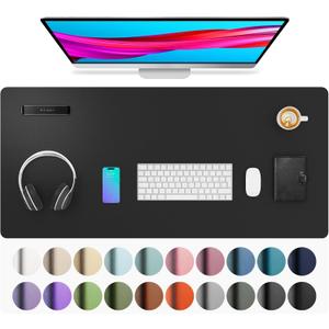 Aothia Leather Desk Pad Protector, Mouse Pad, Office Desk Mat, Non-Slip PU Leather Desk Blotter, Laptop Desk Pad, Waterproof Desk Writing Pad for Office and Home (Black,36" x 17")