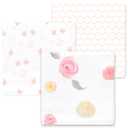 Amazing Baby Cotton Muslin Swaddle Blankets, Watercolor Roses, Pink, Pack of 3