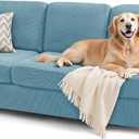 SUBRTEX 7 Pieces Stretch Sofa Slipcover,Couch Cover for 3 Cushion Washable Sofa Cover with Individual Backrest Cushion Covers for Living Room (Large,Steel Blue)